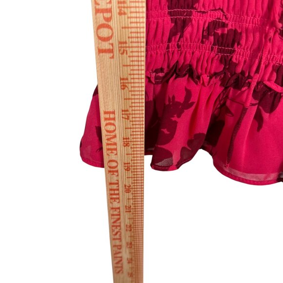 DO+BE Smocked Y2K Tank Top Womens Medium Pink Floral Sleeveless Boho - Picture 7 of 8